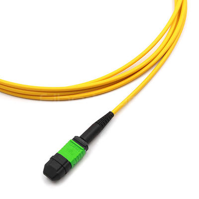 12 Fiber MPO To LC Patch Cable With A 2.0mm Single Mode 9/125 OFNP Plenum Yellow Jacket