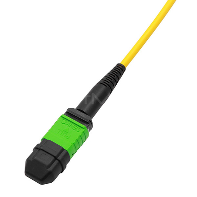 12 Fiber MPO To LC Patch Cable With A 2.0mm Single Mode 9/125 OFNP Plenum Yellow Jacket