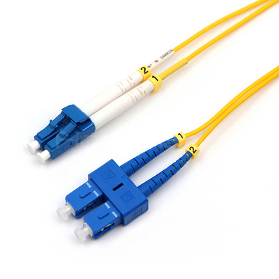 LC UPC To SC UPC Patch Cord , Duplex Single Mode OS2 Fiber Cable 2.0mm