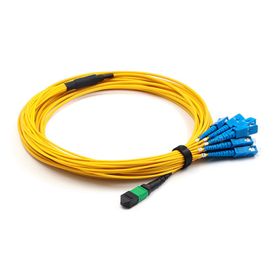 Data Center MPO Breakout Cable 12 Fibers With A 2.0mm Single Mode 9/125 OFNP Plenum