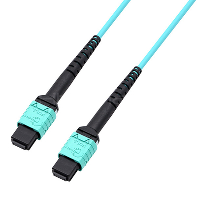 FiberMania Female to Female 2 x MPO Trunk Cable 24 Fibers OM3 OFNR Aqua Jack
