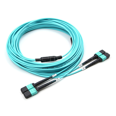FiberMania Female to Female 2 x MPO Trunk Cable 24 Fibers OM3 OFNR Aqua Jack