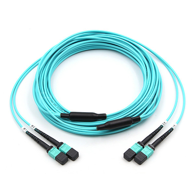 FiberMania Female to Female 2 x MPO Trunk Cable 24 Fibers OM3 OFNR Aqua Jack