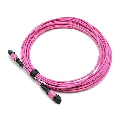 Male To Female MPO Trunk Cable Assembly 12 Fibers Polarity A OM4 OFNP Magenta Jacket