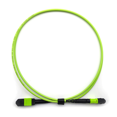 12 Fibers MPO Trunk Cable Female To Female Polarity A OM5 OFNP Lime Jacket