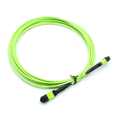 12 Fibers MPO Trunk Cable Female To Female Polarity A OM5 OFNP Lime Jacket