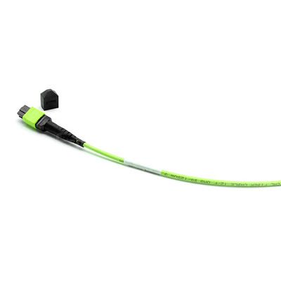 12 Fibers MPO Trunk Cable Female To Female Polarity A OM5 OFNP Lime Jacket