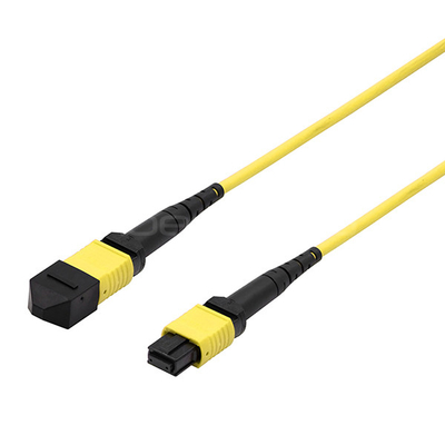 CATV Networks MPO Trunk Cable Female To Female 12 Fibers Polarity A OM3 Yellow Jacket