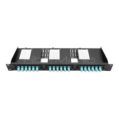 1U 19 Inch MPO Blank Patch Panel Fully Loaded With OM3 MTP To LC Cassette