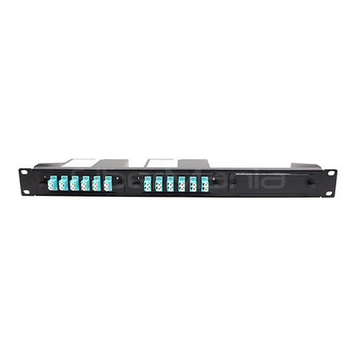 1U 19 Inch MPO Blank Patch Panel Fully Loaded With OM3 MTP To LC Cassette