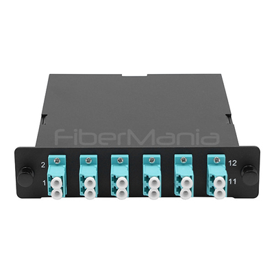 Telecommunication Networks MPO Cassette With 6 OM3 Multimode LC Duplex Adapters