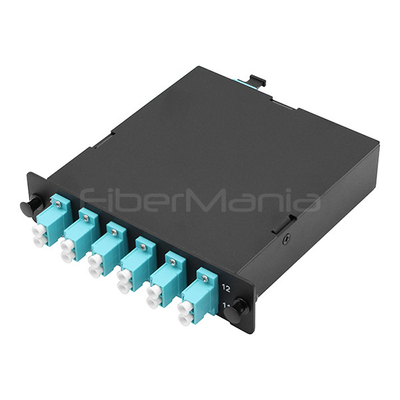 Telecommunication Networks MPO Cassette With 6 OM3 Multimode LC Duplex Adapters