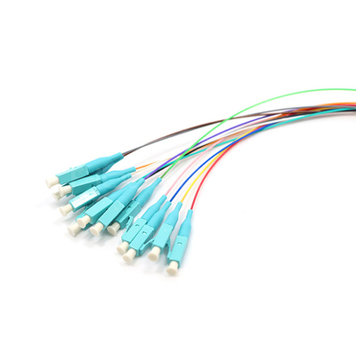 Male to LC/UPC Harness MPO Fanout Cable 12 Fibers OM3 50/125 10G Hytrel Jacket