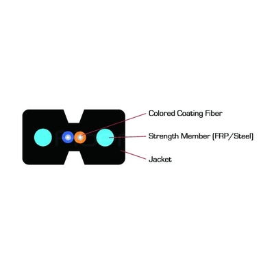 Lightweight FTTH Optical Fiber Cable Bow Type Drop Cable 2 Core