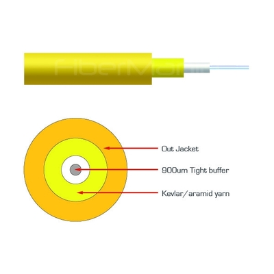 Simplex Optical Fiber Cables Single Mode Yellow Fibre Optic Cable OS2 2.0mm PVC Yellow