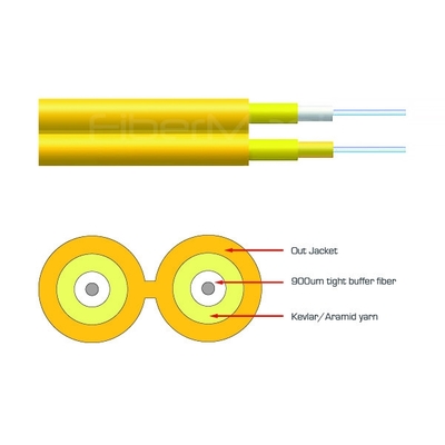 Indoor Duplex Zipcord Fiber Optic Cable Yellow OS2 Single Mode 2.0mm PVC