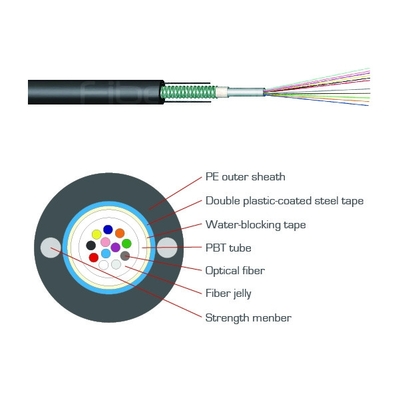 GYXTW Central Loose Tube Outdoor Optical Fiber Cable Single Mode 12 Core