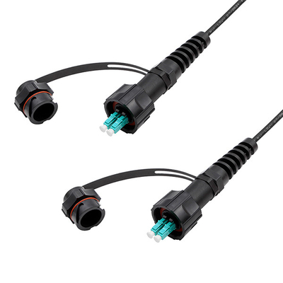 Black Outdoor Waterproof Connector IP LC UPC to IP LC UPC Duplex 50/125 OM3
