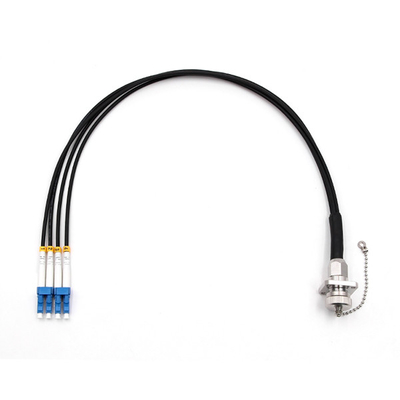 FTTA Outdoor ODC Fiber Cable Socket to LC/UPC 4 Cores 9/125 OS2 LSZH Black Jacket