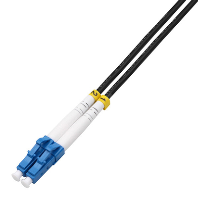 Black ODC Fiber Cable ODC Socket to LC UPC 2 Cores 9/125 OS2 G657A1 TPU Jacket 4.8mm