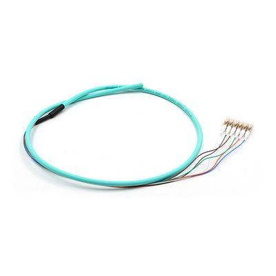 LC UPC 6 Cores PVC Bundle Fan Out Fiber Cable Multimode OM3 Aqua Jacket