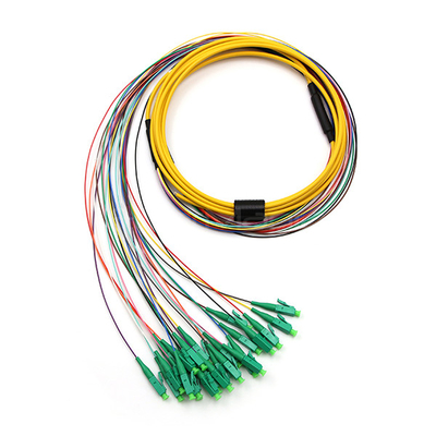 LC APC 24 Cores OFNR W/2 Tight Buffer Fiber Optic Cable Single Mode OS2 Yellow Jacket