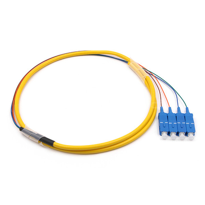 Single Mode Fiber Optic Pigtail 4 Cores PVC Bundle Fan Out Cable OS2 Yellow Jacket