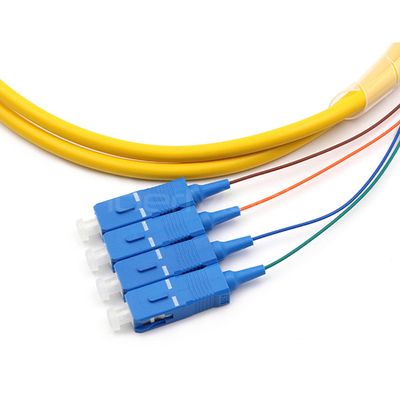 Single Mode Fiber Optic Pigtail 4 Cores PVC Bundle Fan Out Cable OS2 Yellow Jacket
