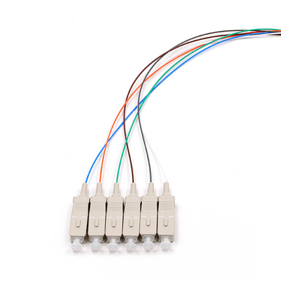 SC UPC 6 Cores PVC Bundle Fan Out Fiber Optic Cable Pigtail Multimode OM3 Aqua Jacket