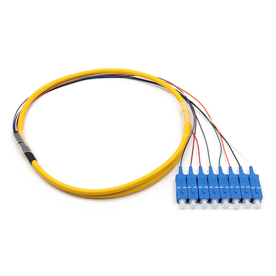 SC UPC 8 Cores PVC Bundle Fan Out Fiber Cable Single Mode OS2 Yellow Jacket