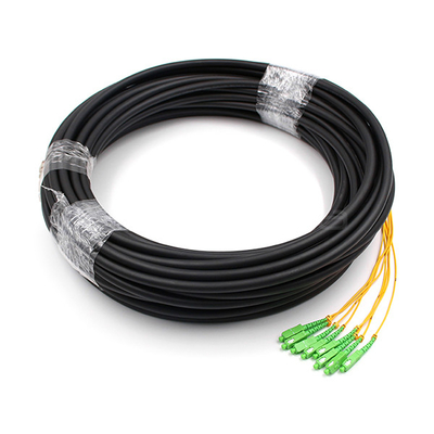 SC APC 8 Cores Fiber Optic Pigtail Patch Cord Single Mode OS2 PE Black Jacket