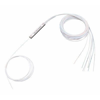 Mini Steel Tube Type 0.9mm Fiber Optic PLC Splitter 1X8 250μm Without Connector