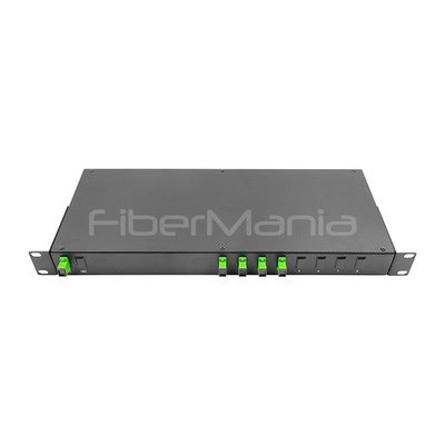1U 19 Inch Rack Mounted Optical PLC Splitter 1×4 SC APC Connectors With Adapters