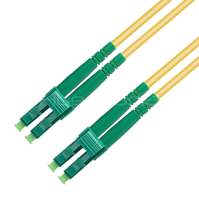 LC APC to LC APC Fiber Optic Patch Cable Duplex Single Mode OS2 OFNR 3.0mm Yellow