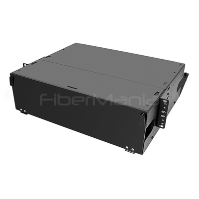 Black 3U Patch Panel Rack Mount 19 Inch Loads 9 LGX Adapter Panels