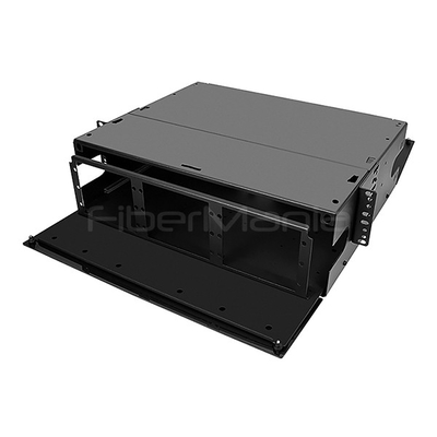 Black 3U Patch Panel Rack Mount 19 Inch Loads 9 LGX Adapter Panels
