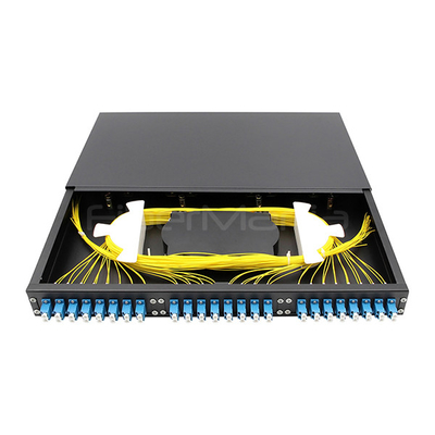 1U 19inch Fixed Fiber Optic Patch Panels Loaded With 24 LC Duplex Single Mode Adapters