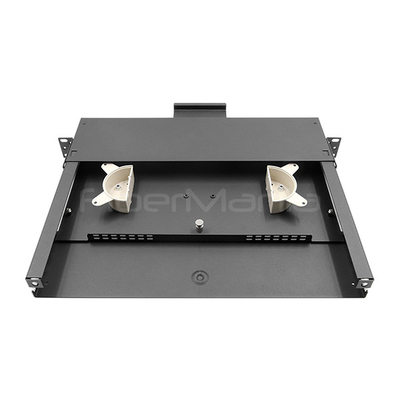 19 Inch 1U Fiber Optic Patch Panel Rack Mount 3 LGX Adapter Panels With 2 Spool