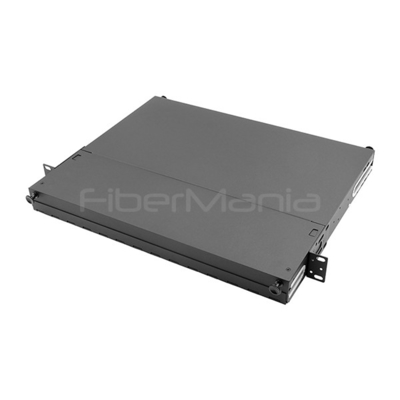 19 Inch 1U Fiber Optic Patch Panel Rack Mount 3 LGX Adapter Panels With 2 Spool