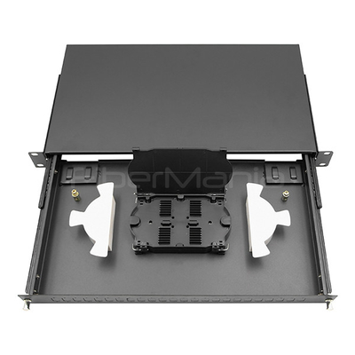 Sliding Fiber Optic Patch Panels 1U 19 Inch With 24 SC Simplex OS2 Single Mode Adapters