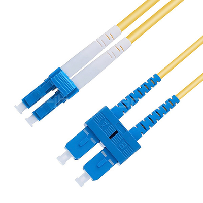 LC UPC to SC UPC Fiber Optic Patch Cable Duplex Single Mode OS2 OFNR 3.0mm Yellow