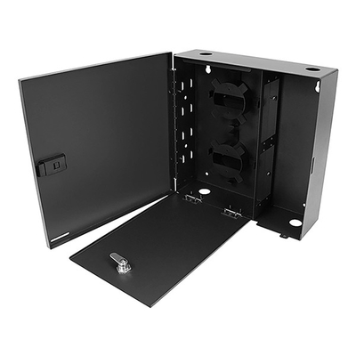 OEM ODM Wall Mount Fiber Enclosure Holds 4 LGX Adapter Panels With Single Door Black