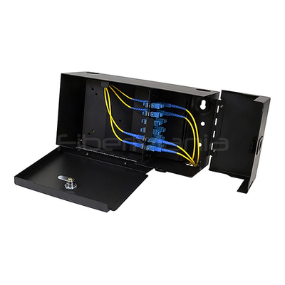 Black Wall Mount Fiber Enclosure Holds 2 LGX Adapter Panels OEM packaging