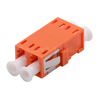 LC To LC Fiber Adapter OM2 Duplex Multimode Fiber Adapter Orange Housing No Flange