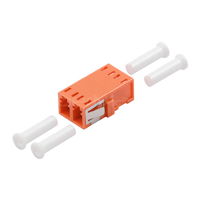 LC To LC Fiber Adapter OM2 Duplex Multimode Fiber Adapter Orange Housing No Flange