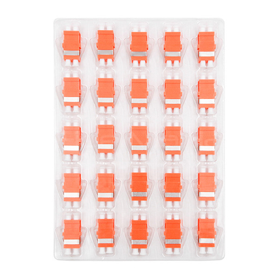 LC To LC Fiber Adapter OM2 Duplex Multimode Fiber Adapter Orange Housing No Flange