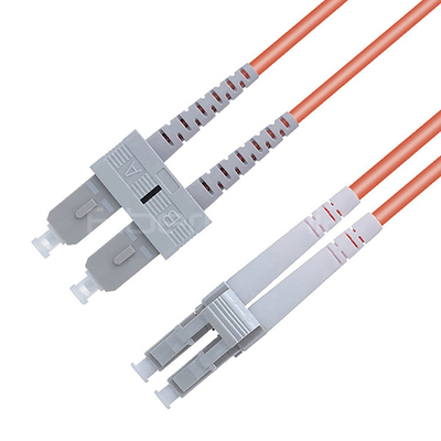 SC UPC To LC UPC Fiber Optic Patch Cable Duplex 62.5/125 OM1 Multimode OFNR 3.0mm Orange