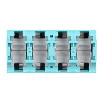 LC To LC OM3 Multimode Aqua Quad Fiber Optic Adapter No Flange With Interal Automatic Dust Cap