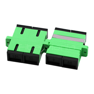 SC APC To SC APC Adapter , Green Single Mode Duplex Fiber Adapter