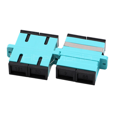 SC UPC To SC UPC OM3 Multimode Duplex Plastic Fiber Optic Adapter – Aqua